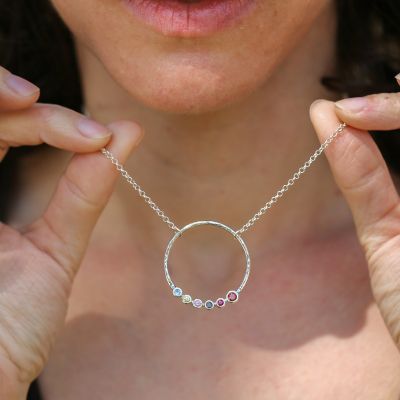Personalized Children Grandchildren Birthstone Necklace