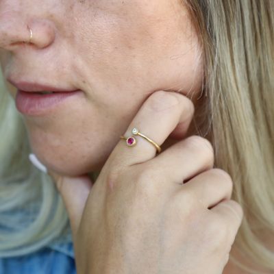 Bague Amour Familial avec Pierres de Naissance [Plaqué Or 18ct]