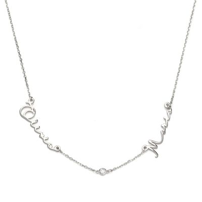Talisa Italic Multi-Name Diamond Necklace [Sterling Silver]