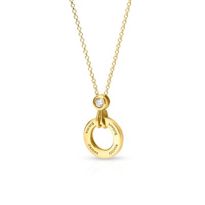 Family Circle Engraved Necklace with Diamond [18K Gold Vermeil]