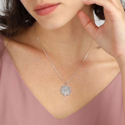 Northern Star Medallion Necklace With Coordinates [Sterling Silver]
