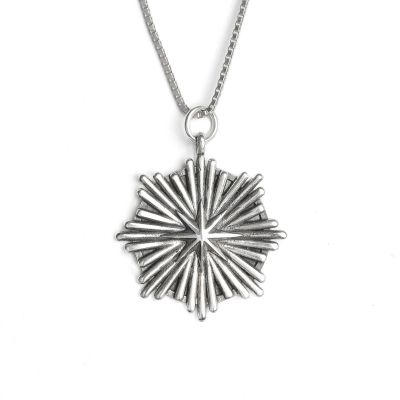 Northern Star Medallion Necklace With Coordinates [Sterling Silver]
