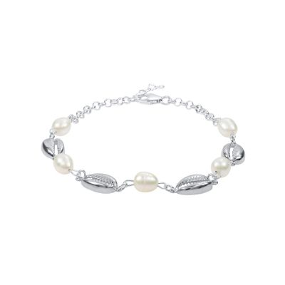 Bracelet de Cheville Esprit d'Océan avec Perles - 4 Coquillages [Argent 925]