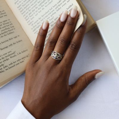 Golven van de Oceaan Geboortesteen Ring [Sterling Zilver]
