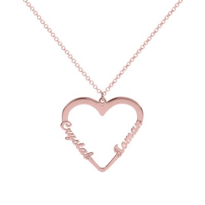 Our Heart Name Necklace [18K Rose Gold Plated]