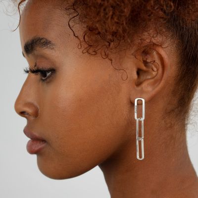 Family Link Engraved Studback Earrings [Sterling Silver]