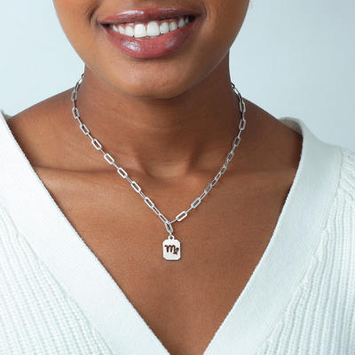 Collier Vierge - Signe du Zodiaque avec Chaîne à Trombones [Argent 925]