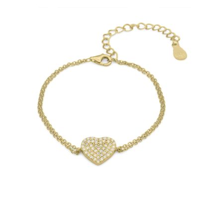 Pavé Heart Bracelet [18K Gold Plated]