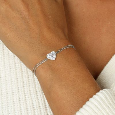 Pavé Heart Bracelet [Sterling Silver]