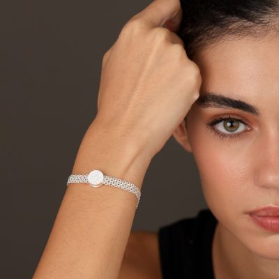 Pave Kreis Anhänger für Milanaise Kette [Sterlingsilber]