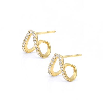 Pavé V Hoop Earrings [18K Gold Vermeil]