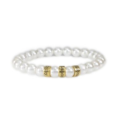 Armband aus Perlen mit gravierten Ringen [750er vergoldet]