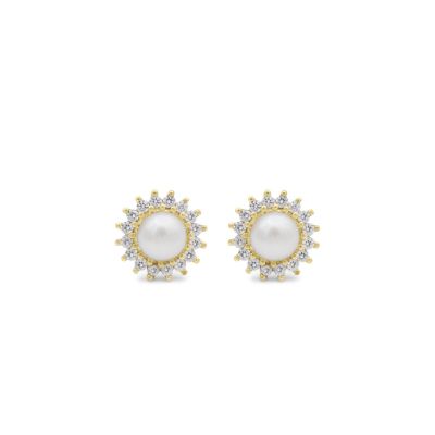 Floral Pearl Earrings [18K Gold Plated]