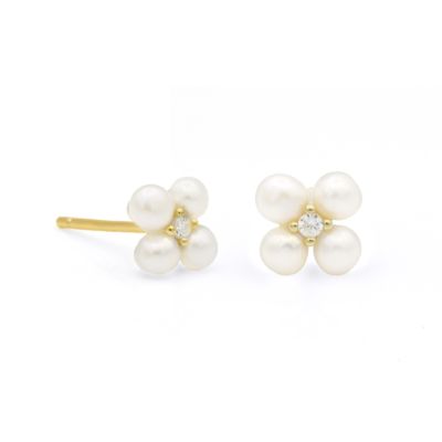 Four Leaf Pearl Clover Earrings [18K Gold Plated]