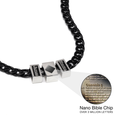 Personalized Dark Cuban Chain with Nano Bible