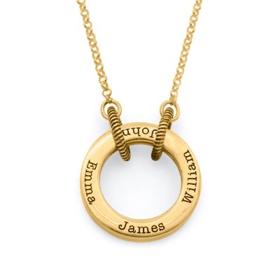 Big Family Circle Name Necklace - Rolo Chain [18K Gold Plated]