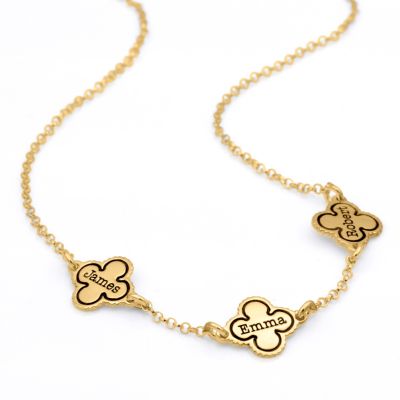 Personalized Four Leaf Clover Necklace [18K Gold Vermeil]