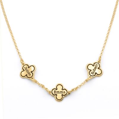 Personalisierte Kleeblatt Kette [750er Gold Vermeil]