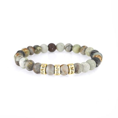 Picasso Jasper Women Name Bracelet with Diamonds [18K Gold Vermeil]