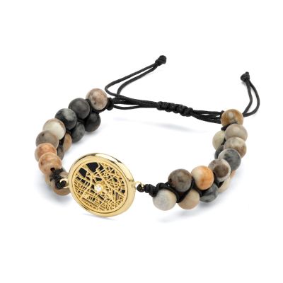 Silhouette Karten Herrenarmband aus Picasso Jaspis [750er Gold Vermeil]