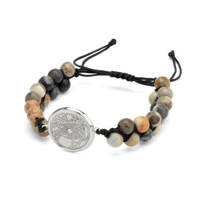 Gravierte Karte Herrenarmband aus Picasso Jaspis 