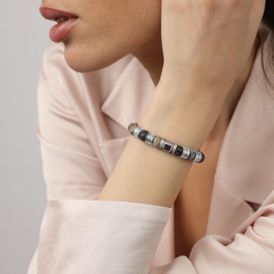 Picasso Jasper Women Name Bracelet with Nano Bible [Sterling Silver]