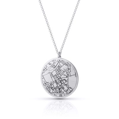 Precious Spot Engraved Map Necklace [Sterling Silver]