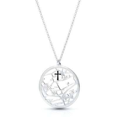 Crossed Precious Spot Map Necklace [Sterling Silver]