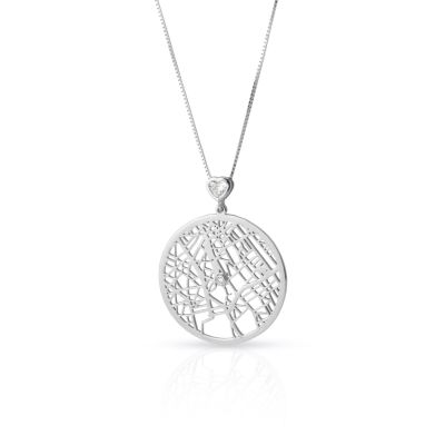 Talisa Map Necklace with Heart Diamond [14 Karat White Gold]