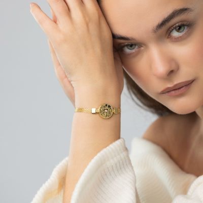 Bracelet Silhouette Carte Précieuse en Chaîne Milanaise [Vermeil 18ct]