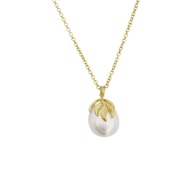 Pearl with Leaves Necklace [18K Gold]