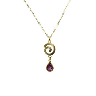 Simple Shell Rhodolite Necklace [14K Gold]