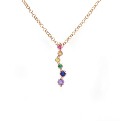 Rainbow Stream of Love Necklace [Rose Gold Plated]