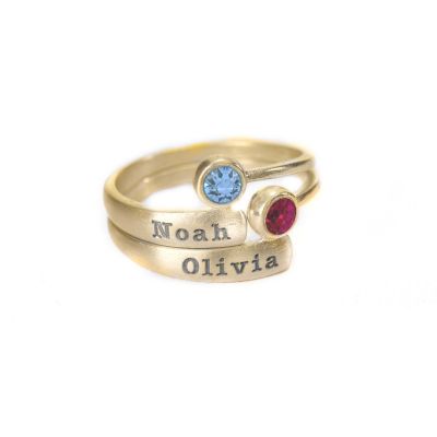 Rays of Light Name and Birthstone Rings [18K Gold Plated]