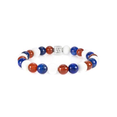 Klassieke Rode Witte En Blauwe Mannen Armband - Sterling Zilver
