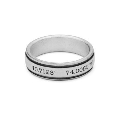 Klassieke Coördinaten Ring voor Mannen - Sterling Zilver