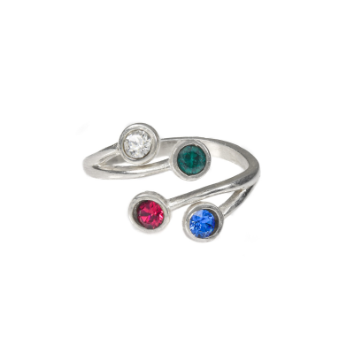 Roots Of Love Ring - 4 Birthstones [Sterling Silver]