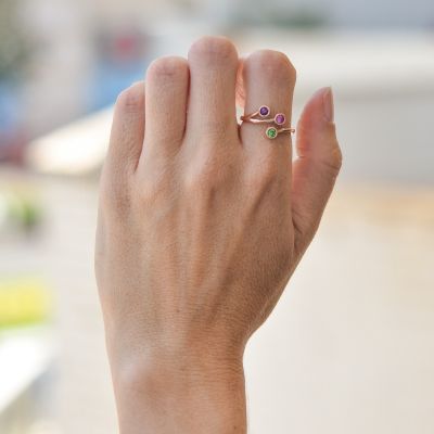Bague Racines d’Amour – 3 Pierres [Plaqué Or Rose 18ct]