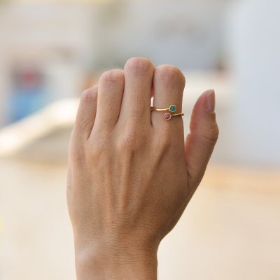 Bague Racines d’Amour - 2 Pierres [Plaqué Or 18ct]