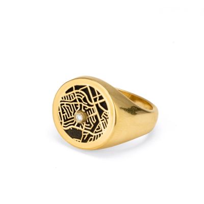 Vivid Map Silhouette Signet Ring [18K Gold Plated]