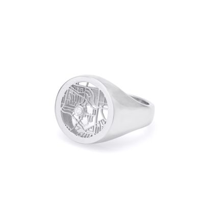 Vivid Map Signet Ring [Sterling Silver]