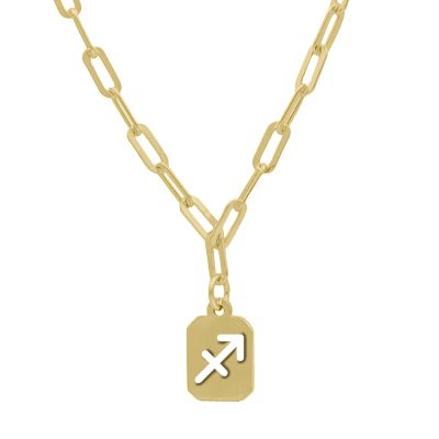 Sagittarius Necklace - Zodiac Sign with Paperclip Chain [18K Gold Vermeil]