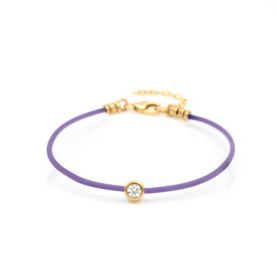 Scarlet Diamond Bracelet - Purple Cord [18K Gold Vermeil]