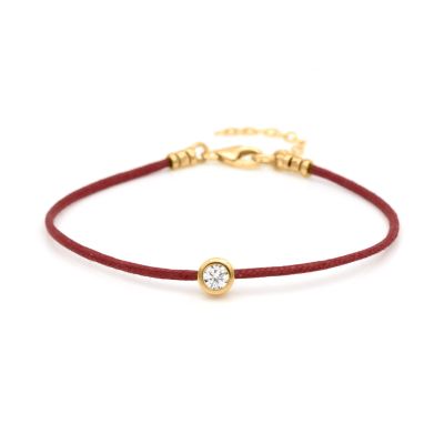 Scarlet Diamond Bracelet - Red Cord [14 Karat Gold]