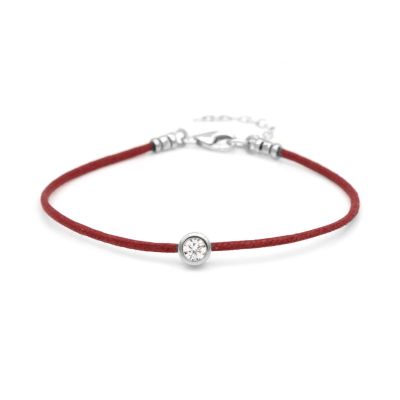 Scarlet Diamond Bracelet - Red Cord [Sterling Silver]