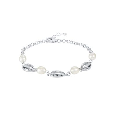 Bracelet de Cheville Esprit d'Océan avec Perles - 3 Coquillages [Argent 925]