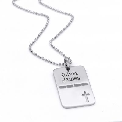 Serenity Cross Tag Name Pendant [Sterling Silver]