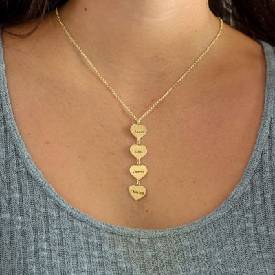Collier de Cœurs avec Noms [Plaqué Or 18ct]