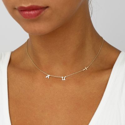 Sideways Cross Initials Necklace [18K Gold Plated]