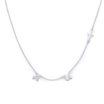 Sideways Cross Initials Necklace [Sterling Silver]